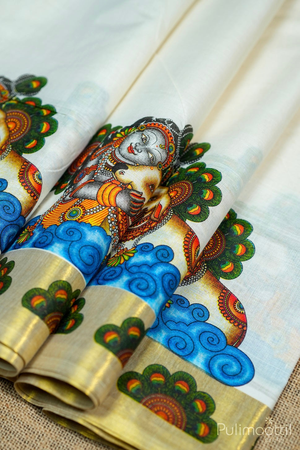 Cream Colour Kerala Traditional Set Saree.