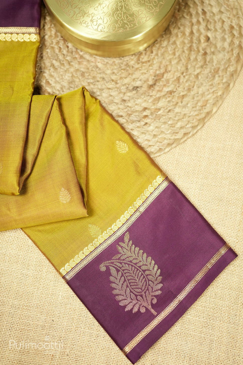 Golden Rod Colour Kanchipuram Soft Silk Saree.