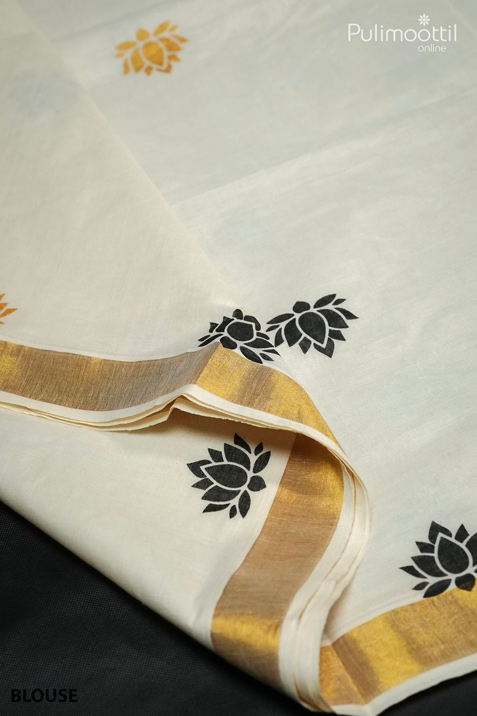 Cream Colour Kerala Golden Tissue Fancy Saree.