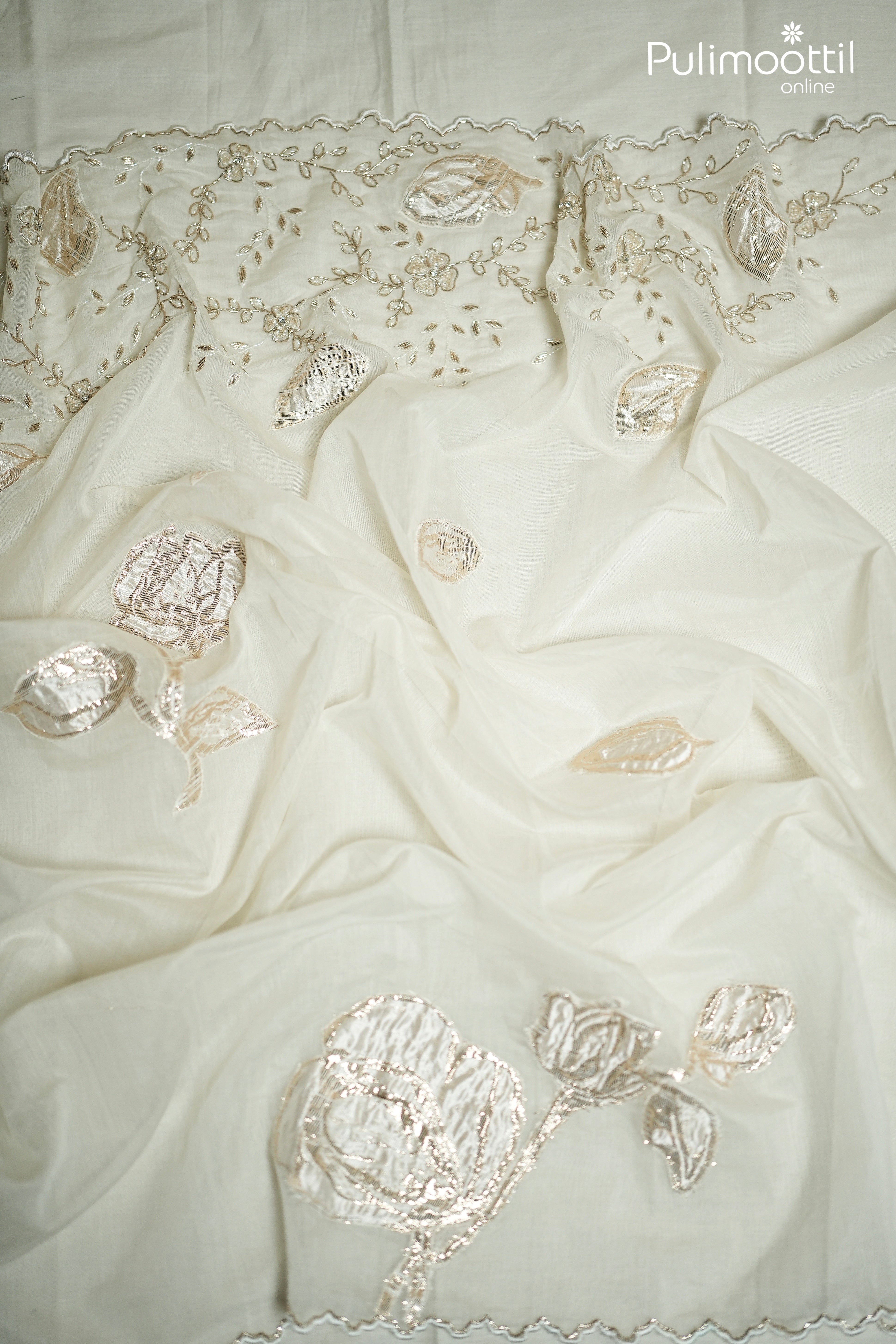 Off White Colour Chanderi Fancy Saree