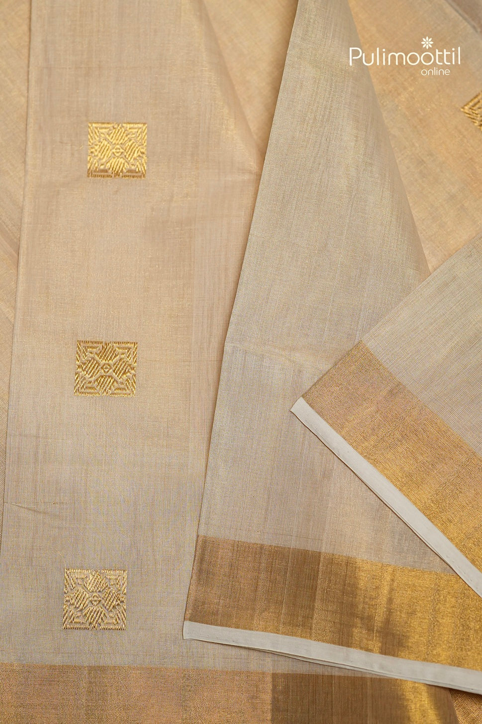 Kerala Traditional Golden Tissue Handloom Set Saree