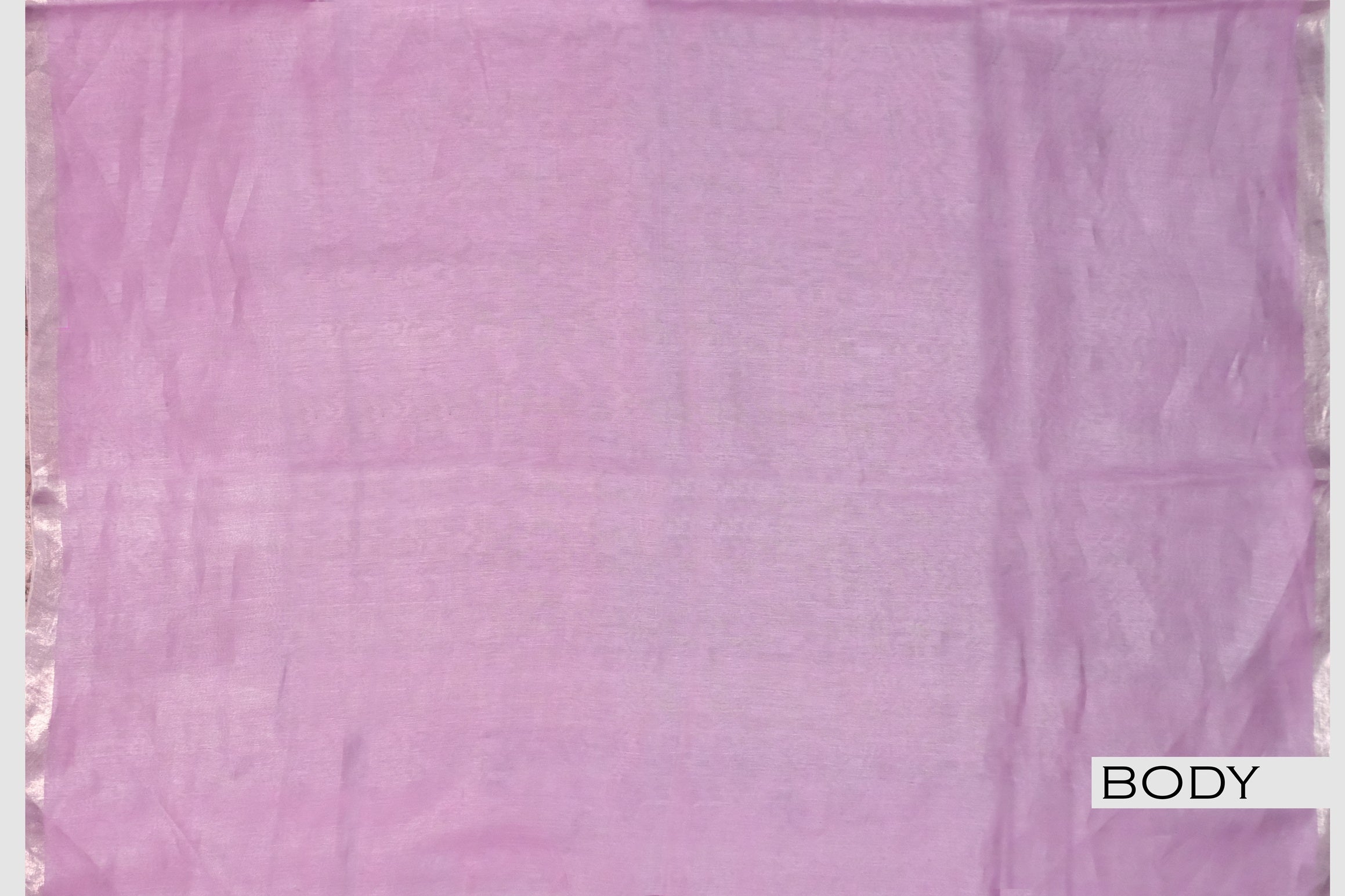 Light Lavender color printed Tusser linen saree.