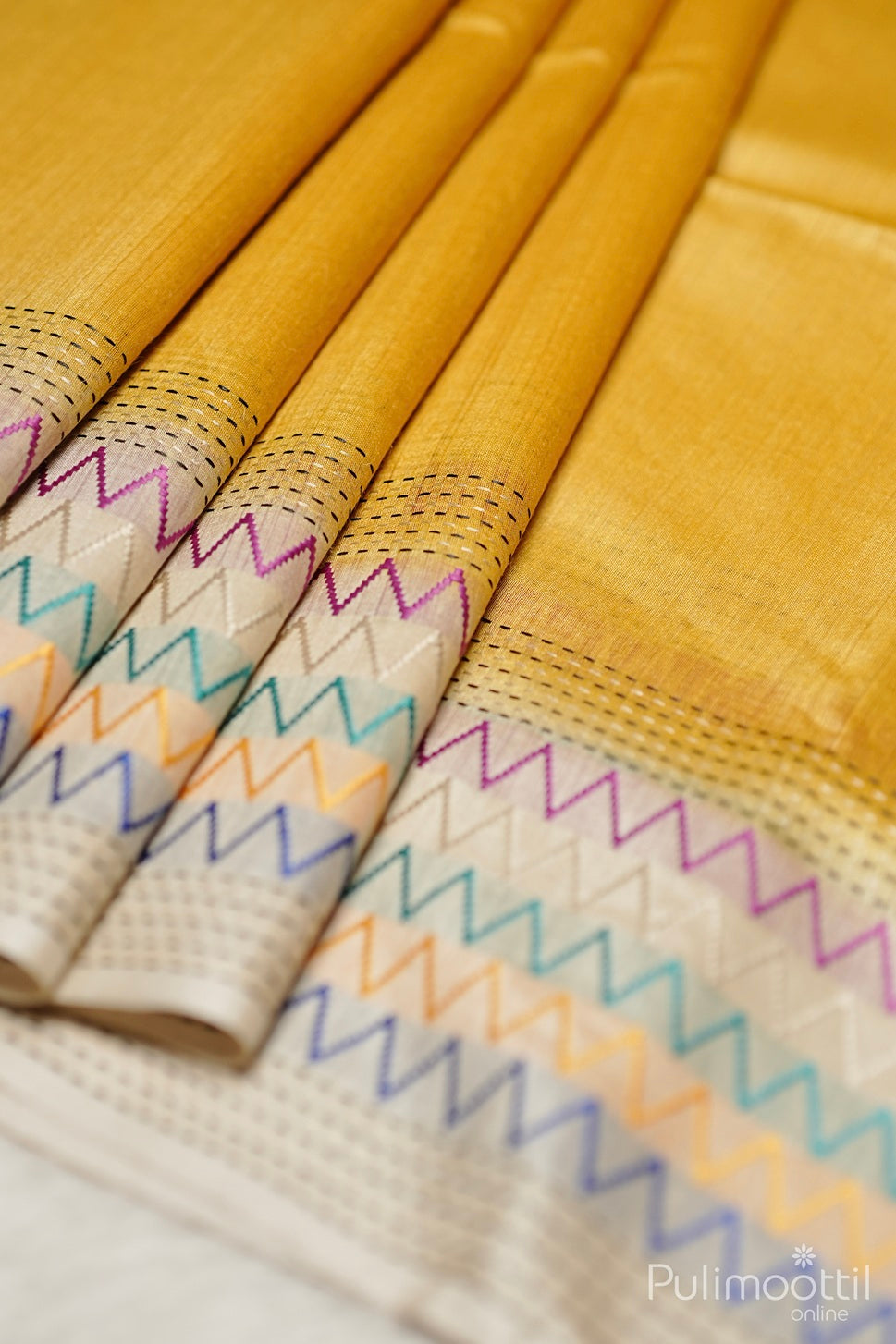 Mustard Yellow Tussar Silk Saree.