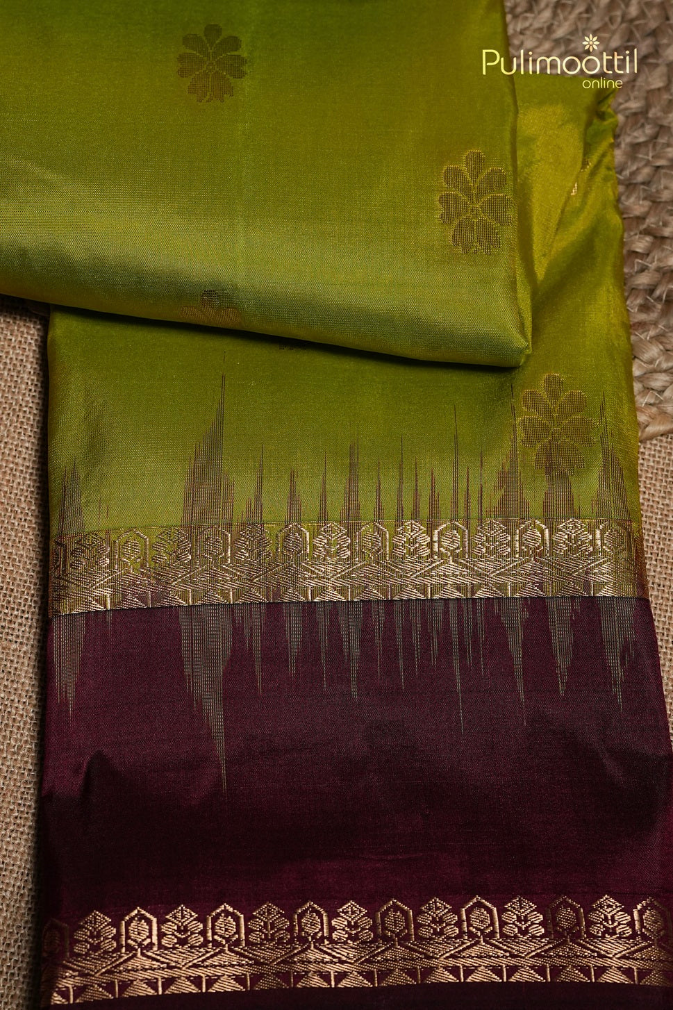 Lemon Green Colour Kanchipuram Designer Saree