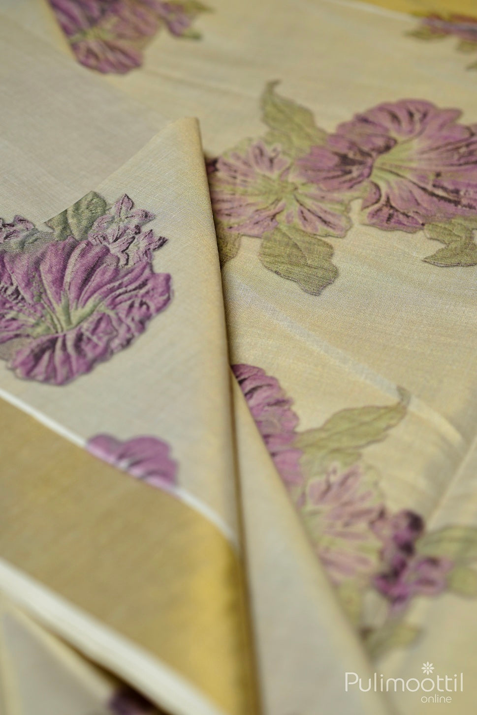 Golden Tissue Printed Set Saree.