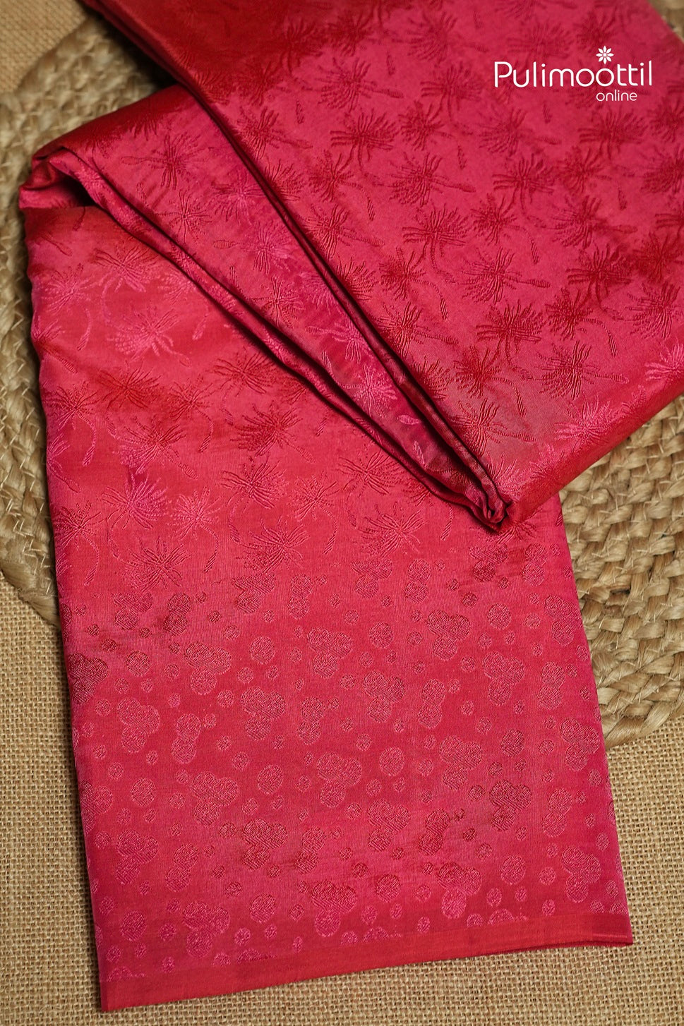 Punch Pink Colour Kanchipuram Self-Design Saree
