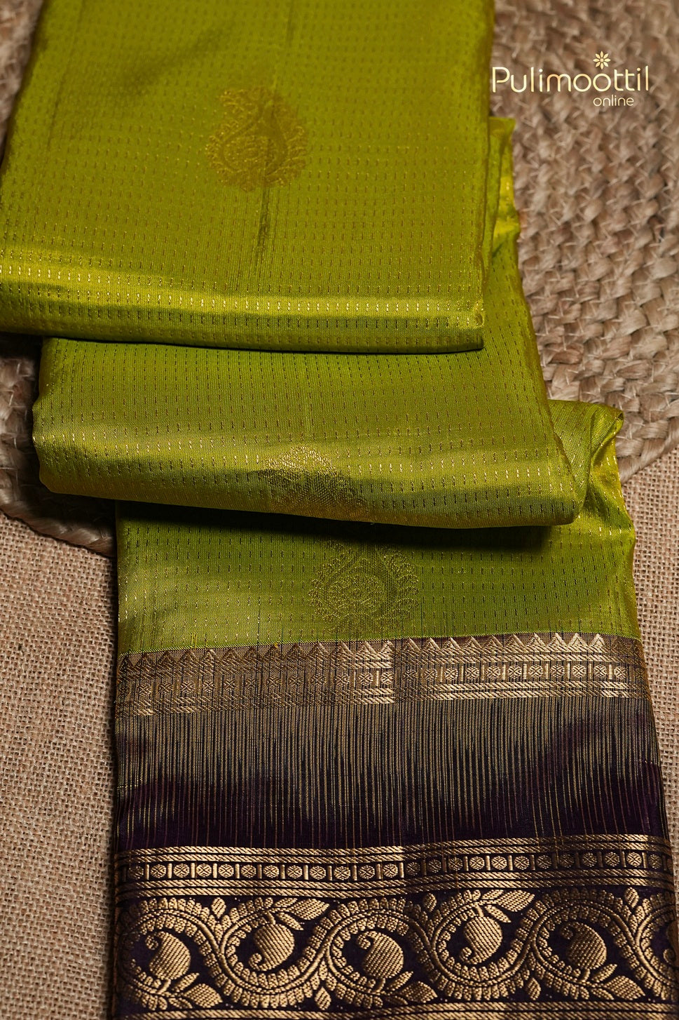 Lemon Green Colour Kanchipuram Designer Saree