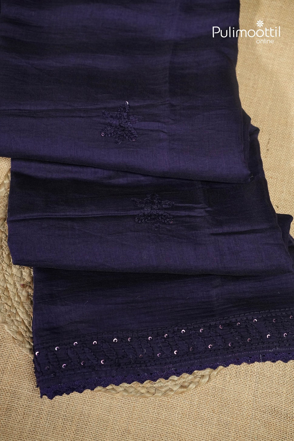 Violet Indigo Colour Chanderi Saree