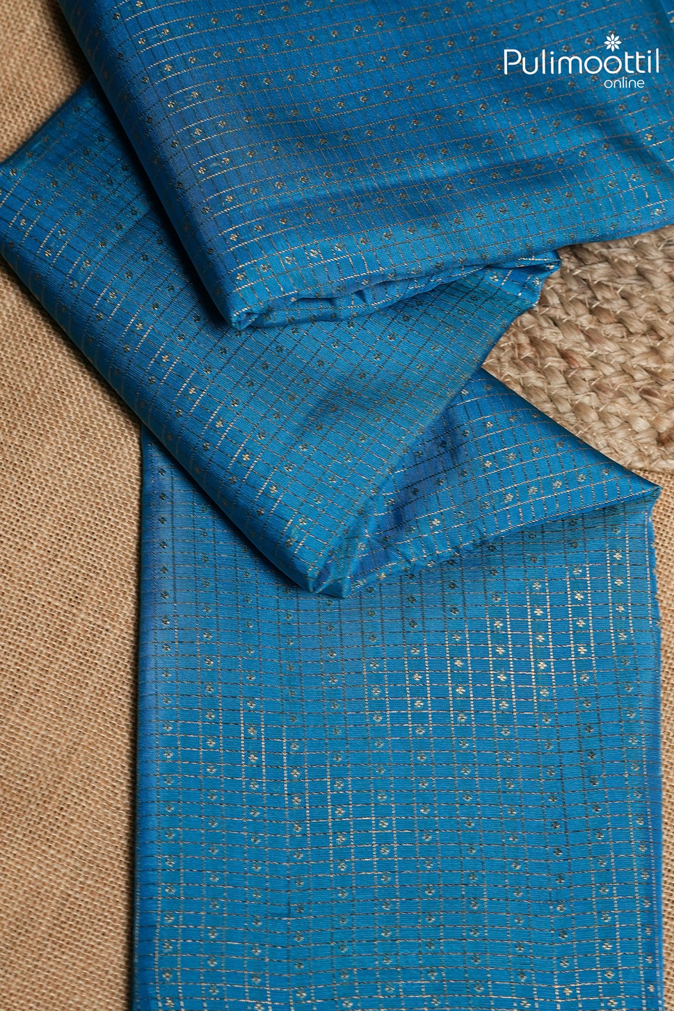 Dark Sky Blue Colour Kanchipuram Designer Saree