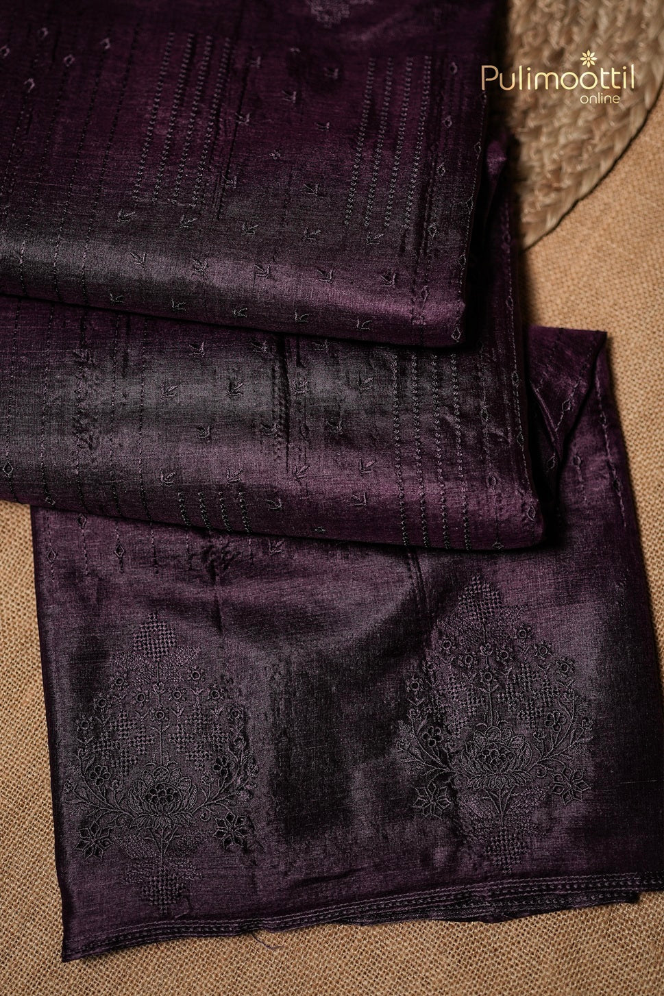 Dark Purple Colour Tussar Silk Saree
