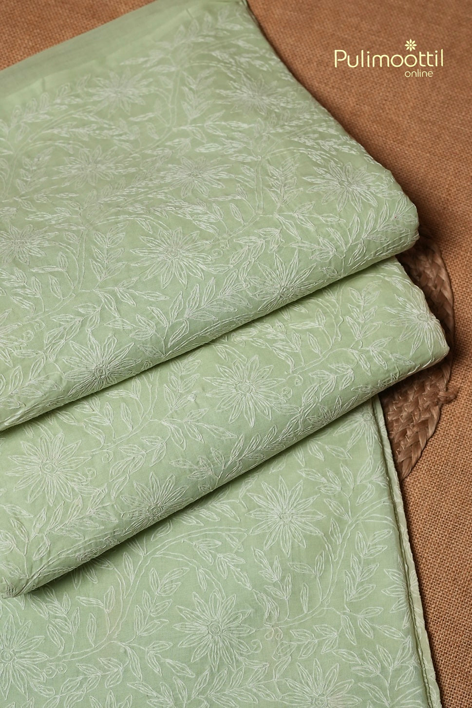 Pista Green Colour Chikankari Cotton Saree