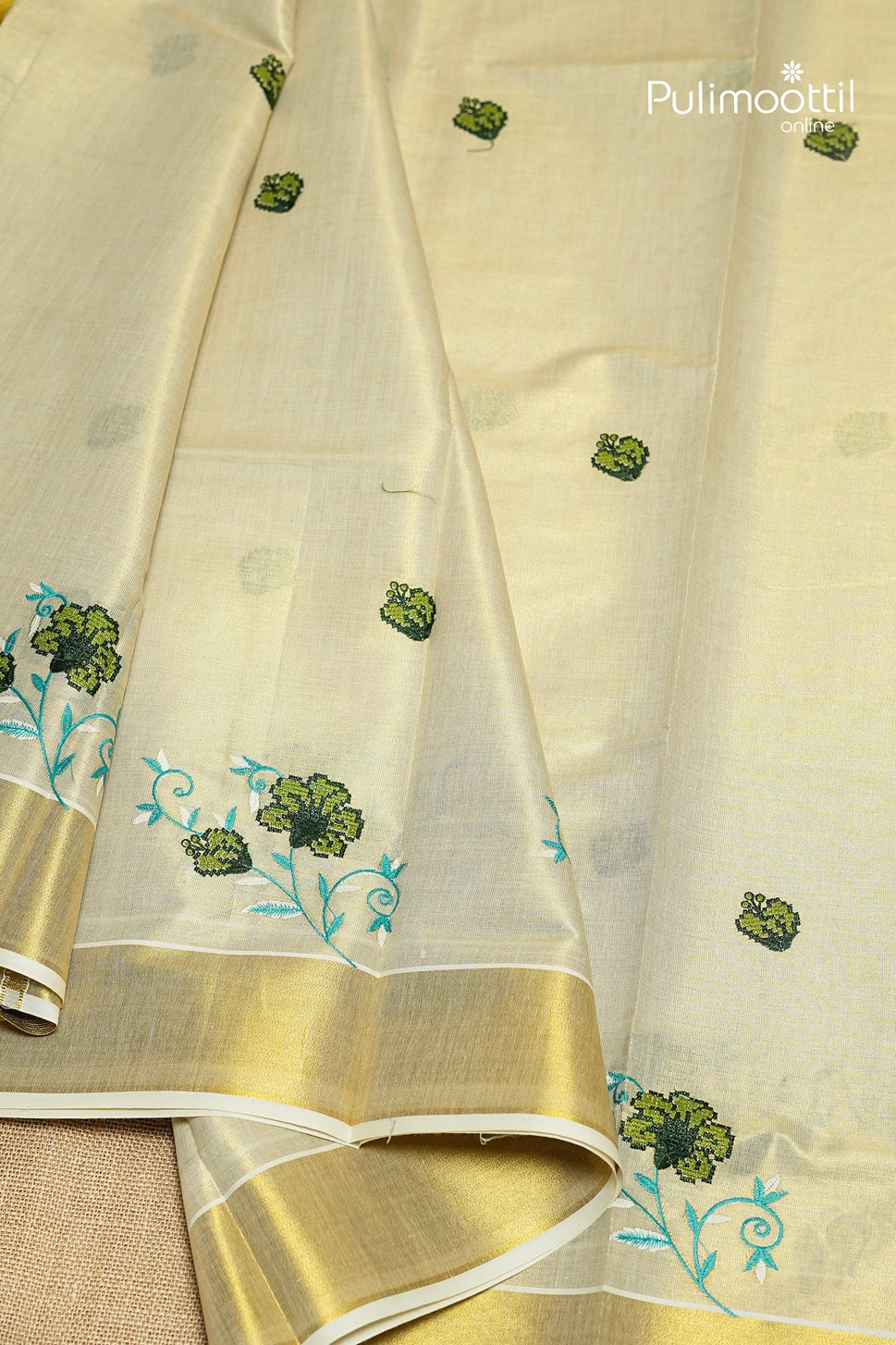 Kerala Traditional Golden Tissue Set Saree