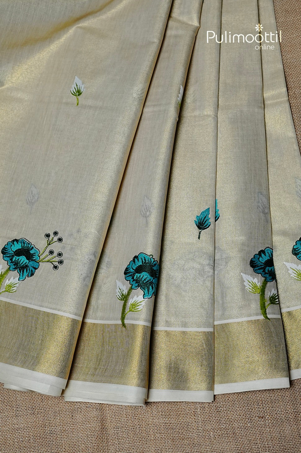 Kerala Traditional Golden Tissue Set Saree