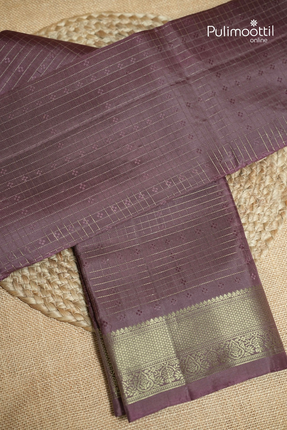 Dark Onion Colour Kanchipuram Designer Saree