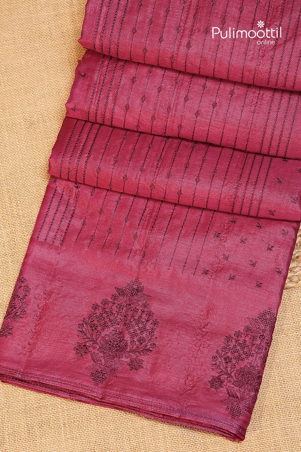 Rani Pink Colour Tussar Silk Saree