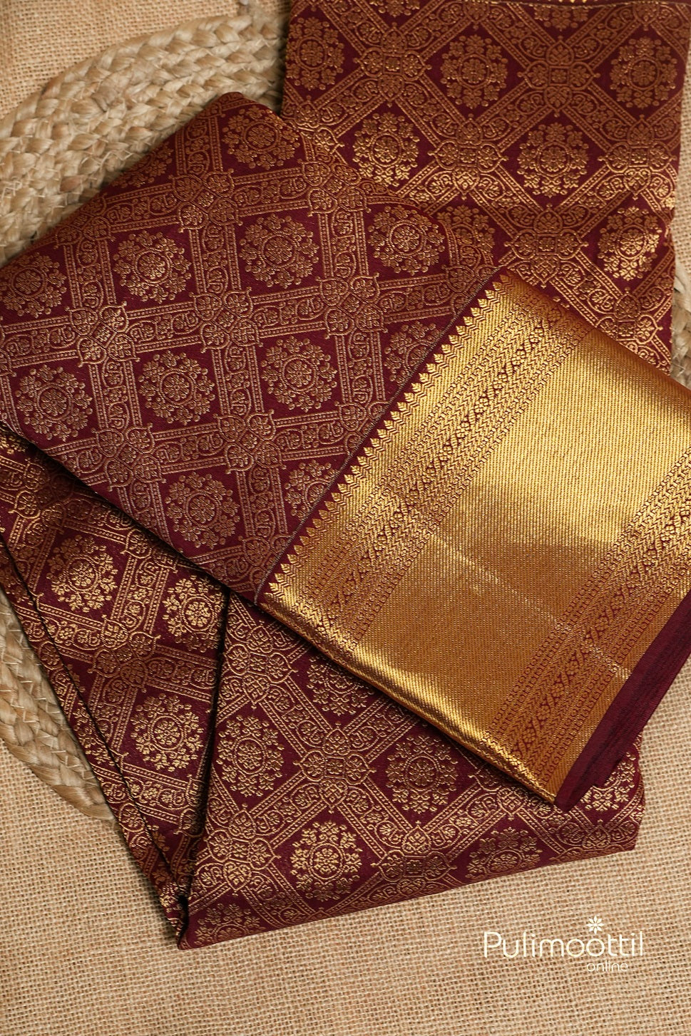 Maroon Colour Kanchipuram Brocade Wedding Saree
