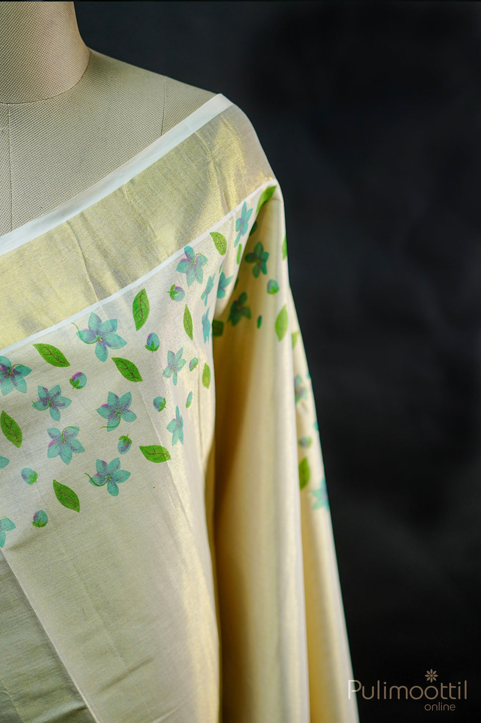 Kerala Traditional Golden Tissue Set Saree.