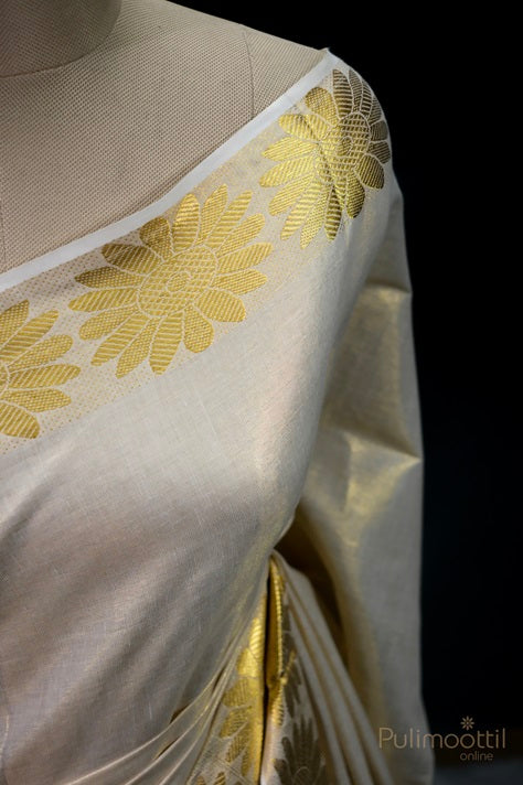 Golden Tissue Kerala Set Saree.