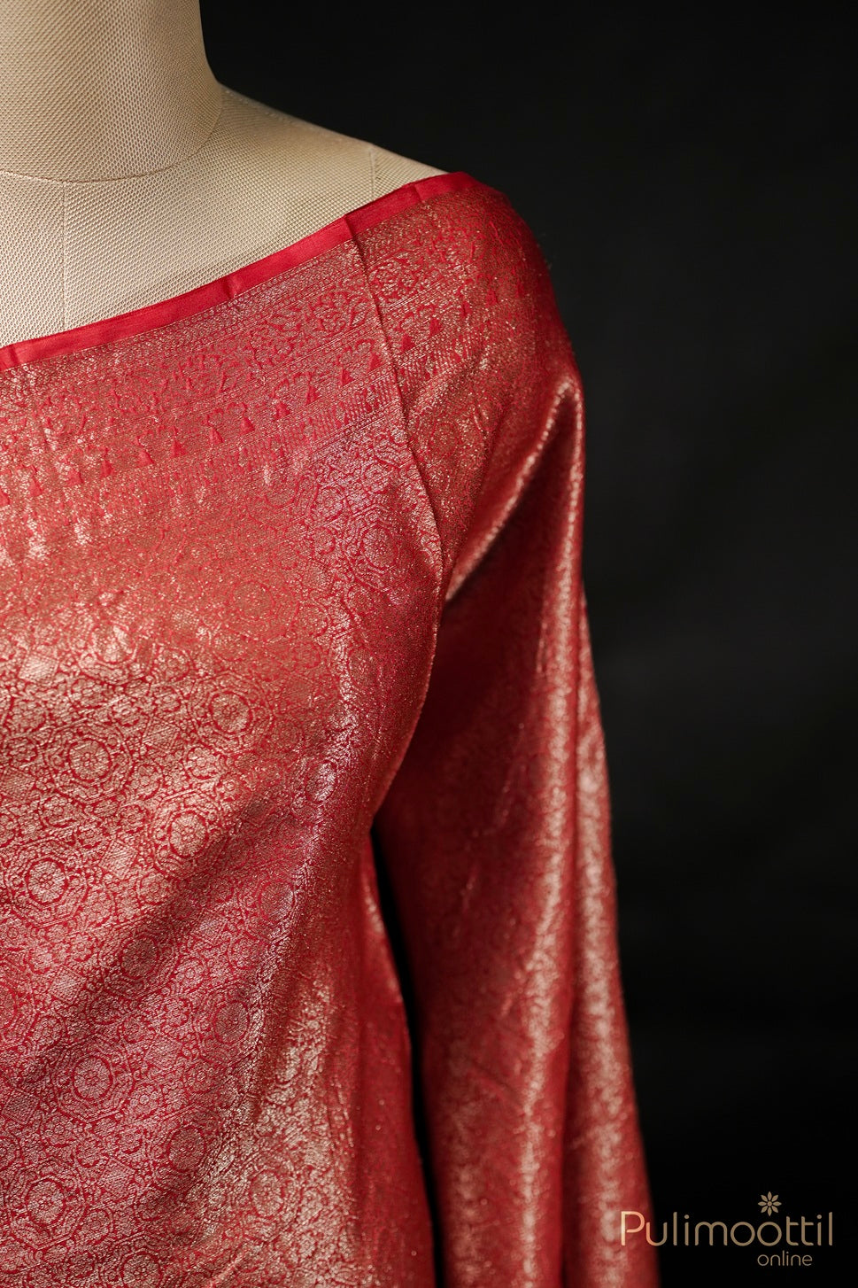 Red Colour Tussar Banarasi Saree.