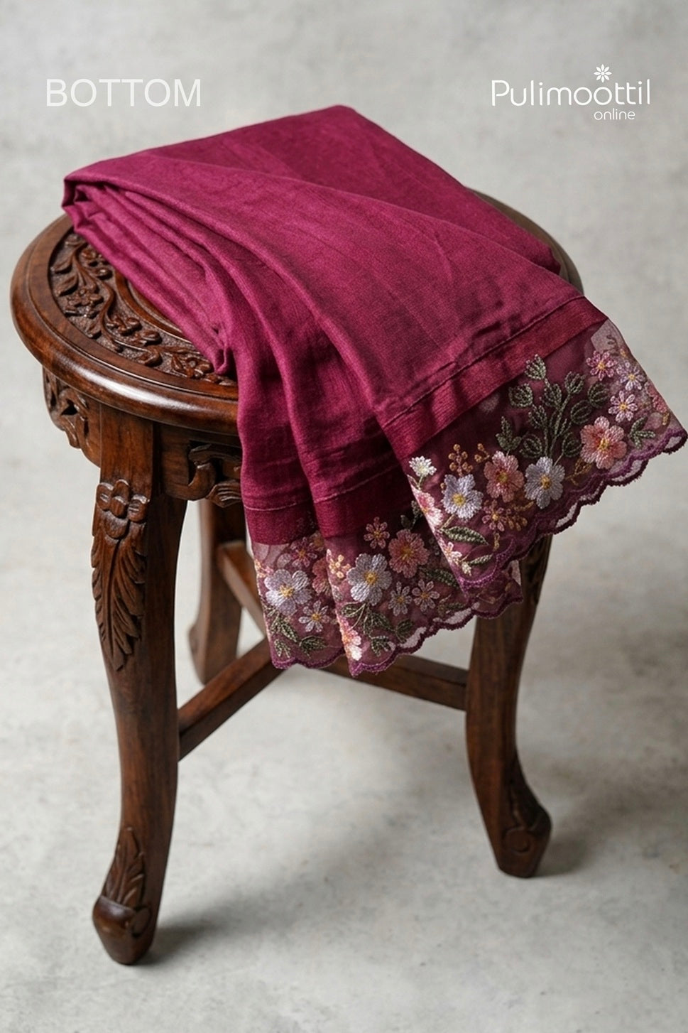 Maroon Chanderi Unstitched Salwar Set