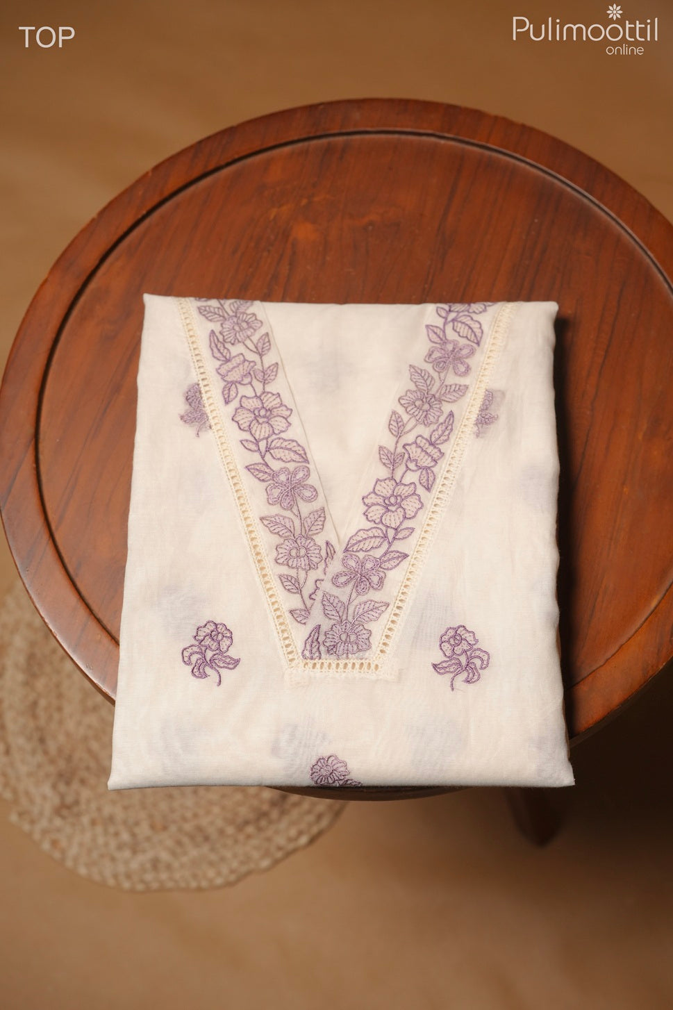 Off White Chanderi Unstitched Salwar Set