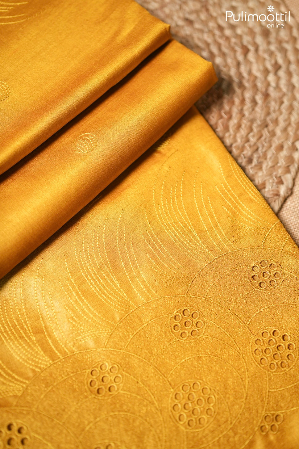 Golden yellow color Tussar silk saree.