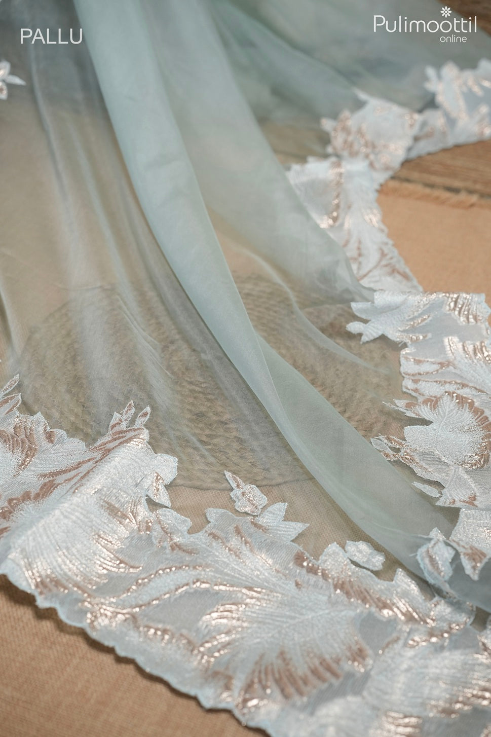 Powder blue color organza fancy saree