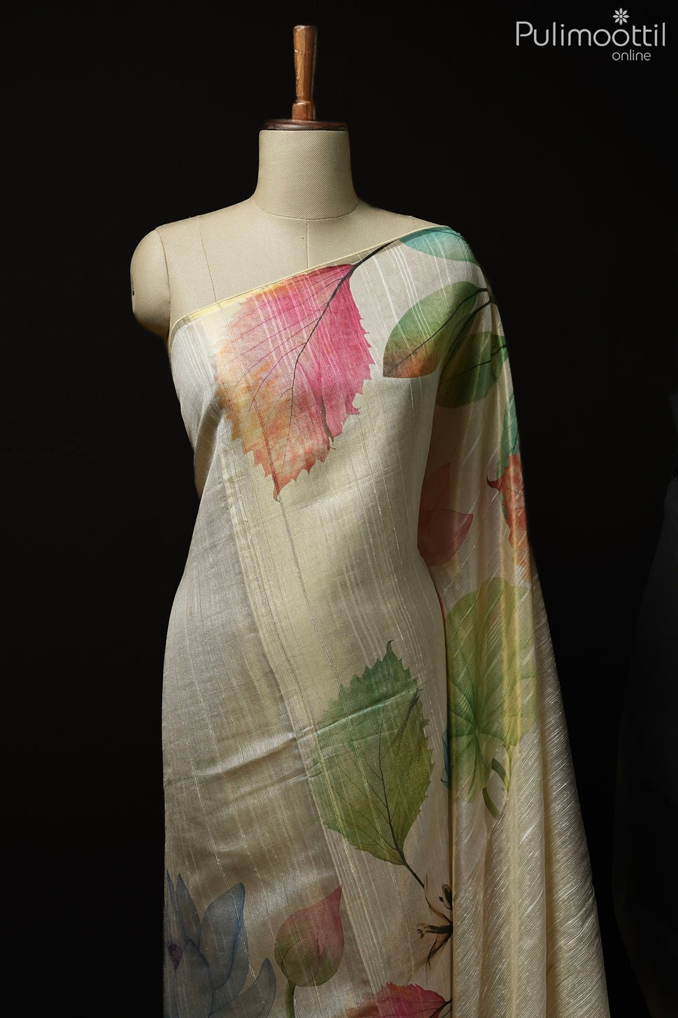 Kerala traditional golden tissue semi jute saree