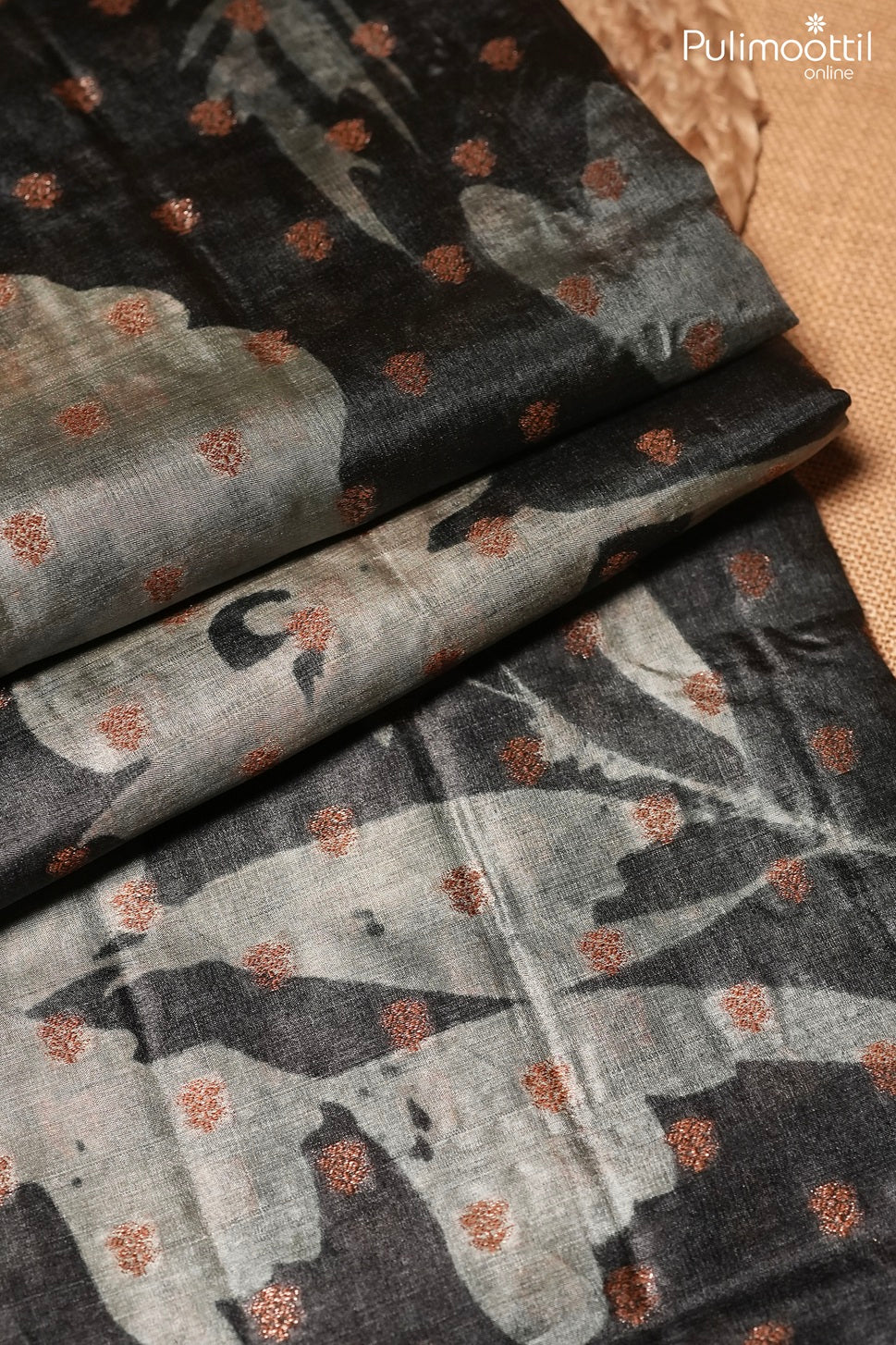 Black color Tussar silk saree