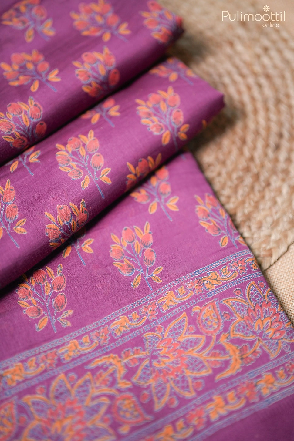Dark pink color Maheshwari cotton saree