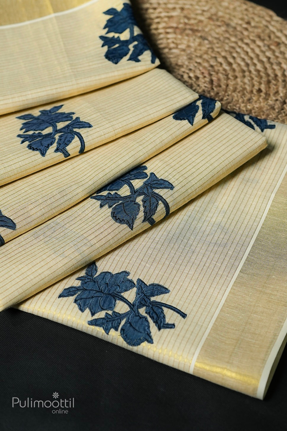 Kerala traditional golden tissue set saree