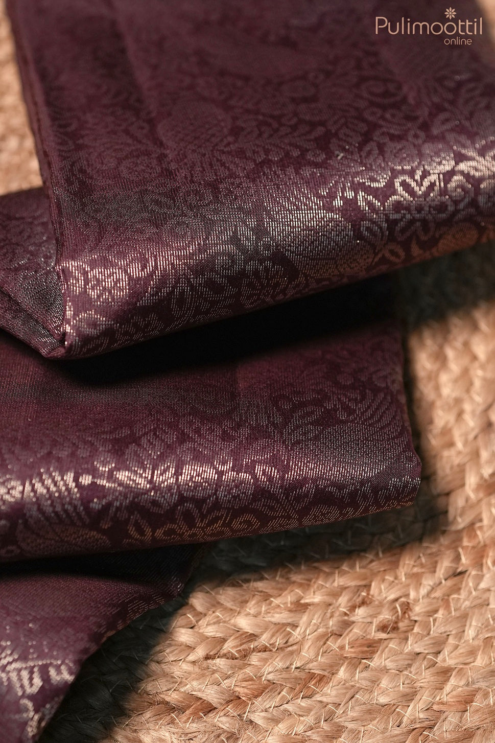 Dark purple color Kanchipuram designer saree