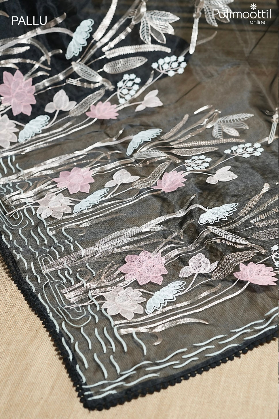 Black color organza fancy saree