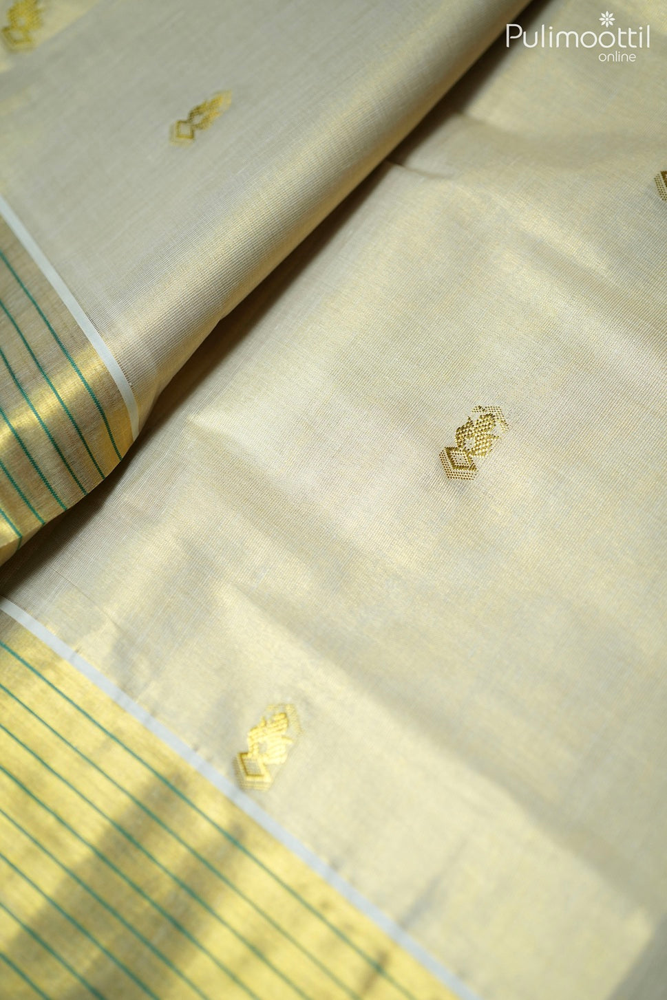 Kerala traditional golden tissue set saree