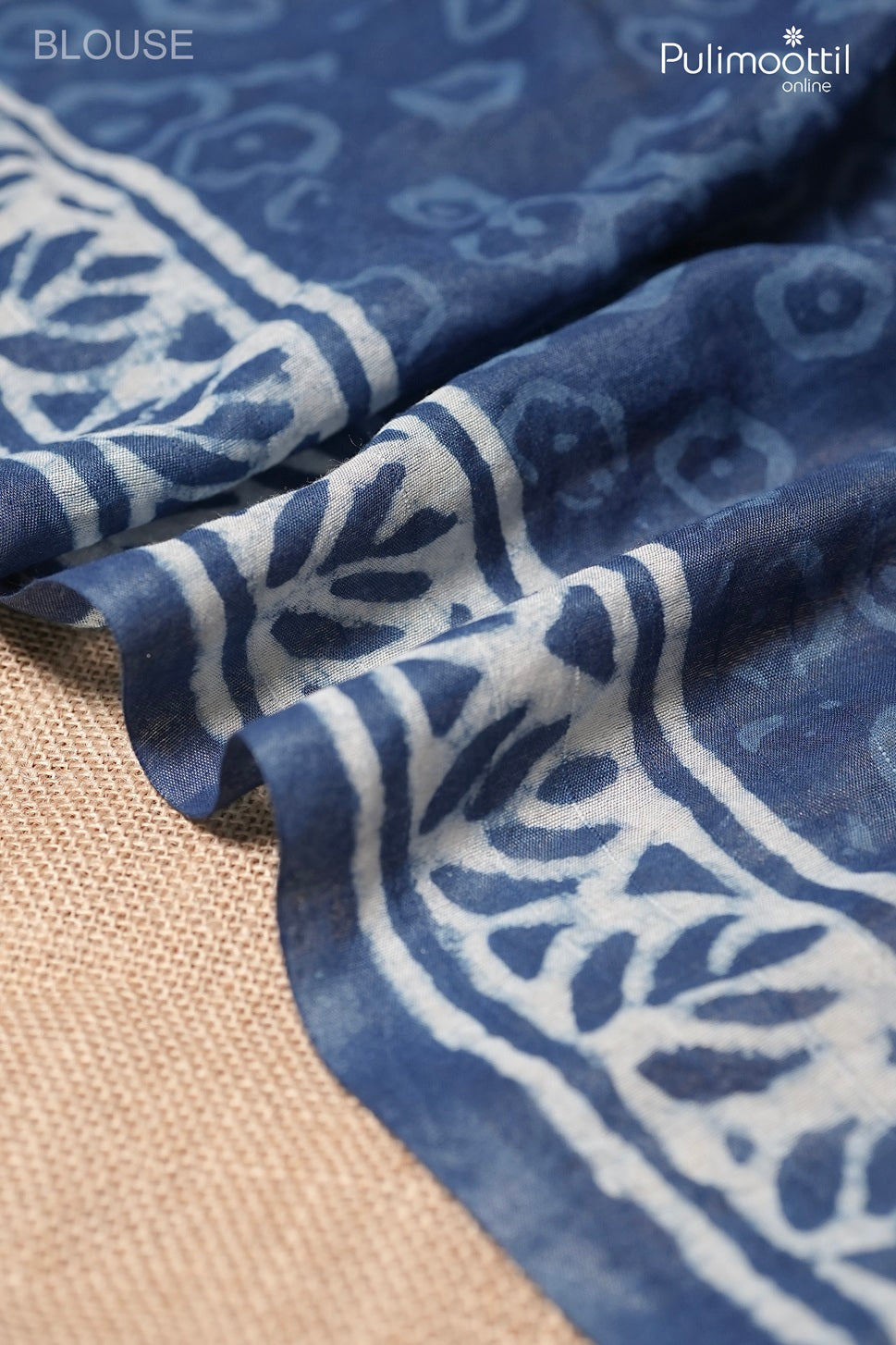 Indigo blue color Chanderi saree