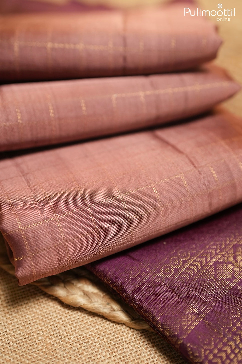 Brownish red color Kanchipuram designer saree