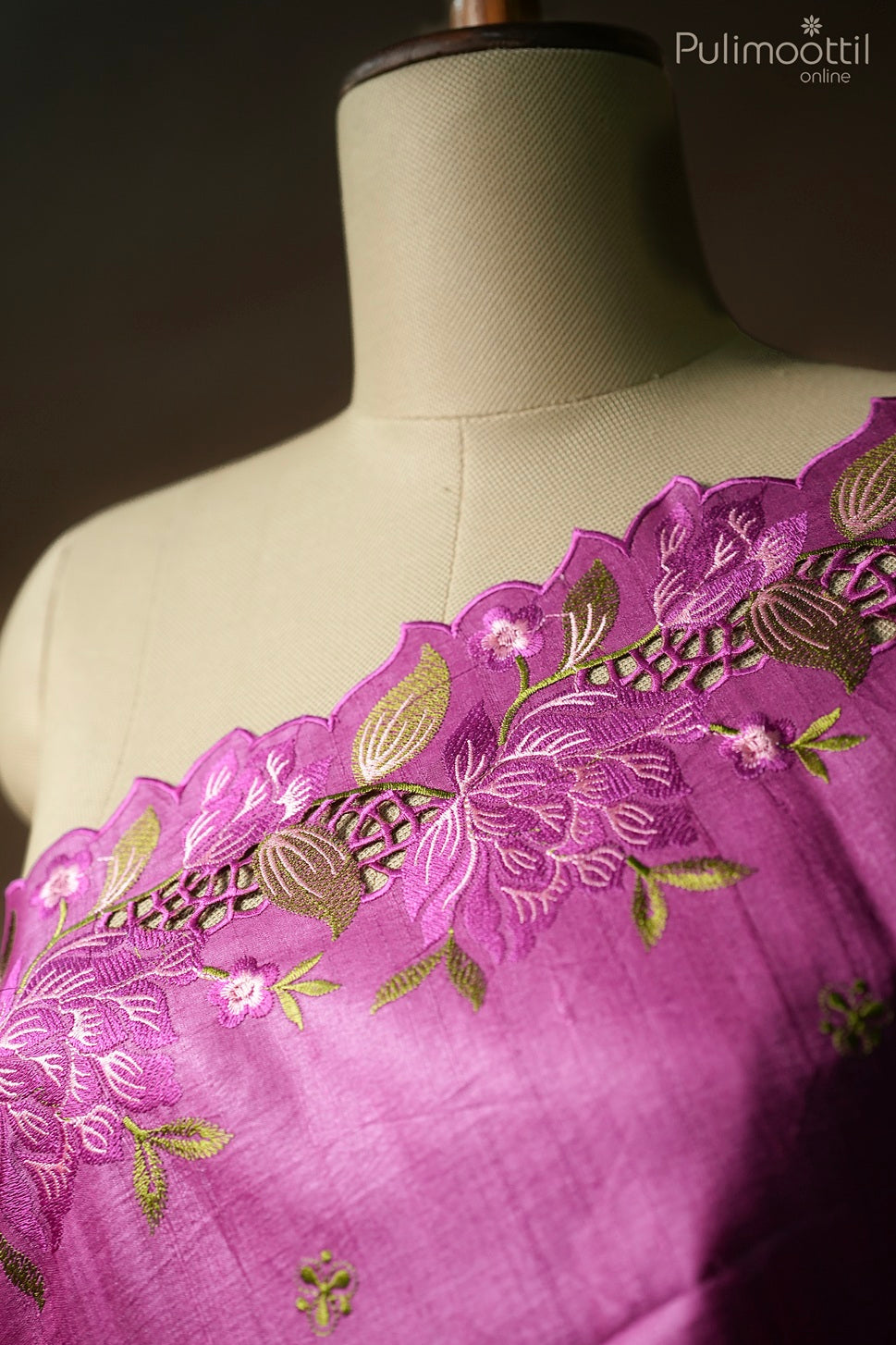Dark pink color Tussar silk saree