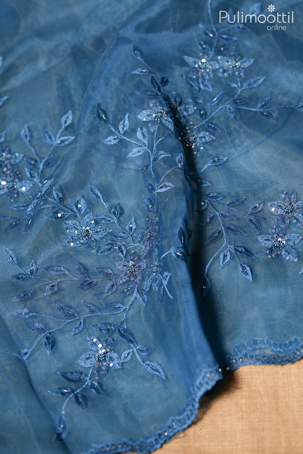 Kerosene blue color organza fancy saree