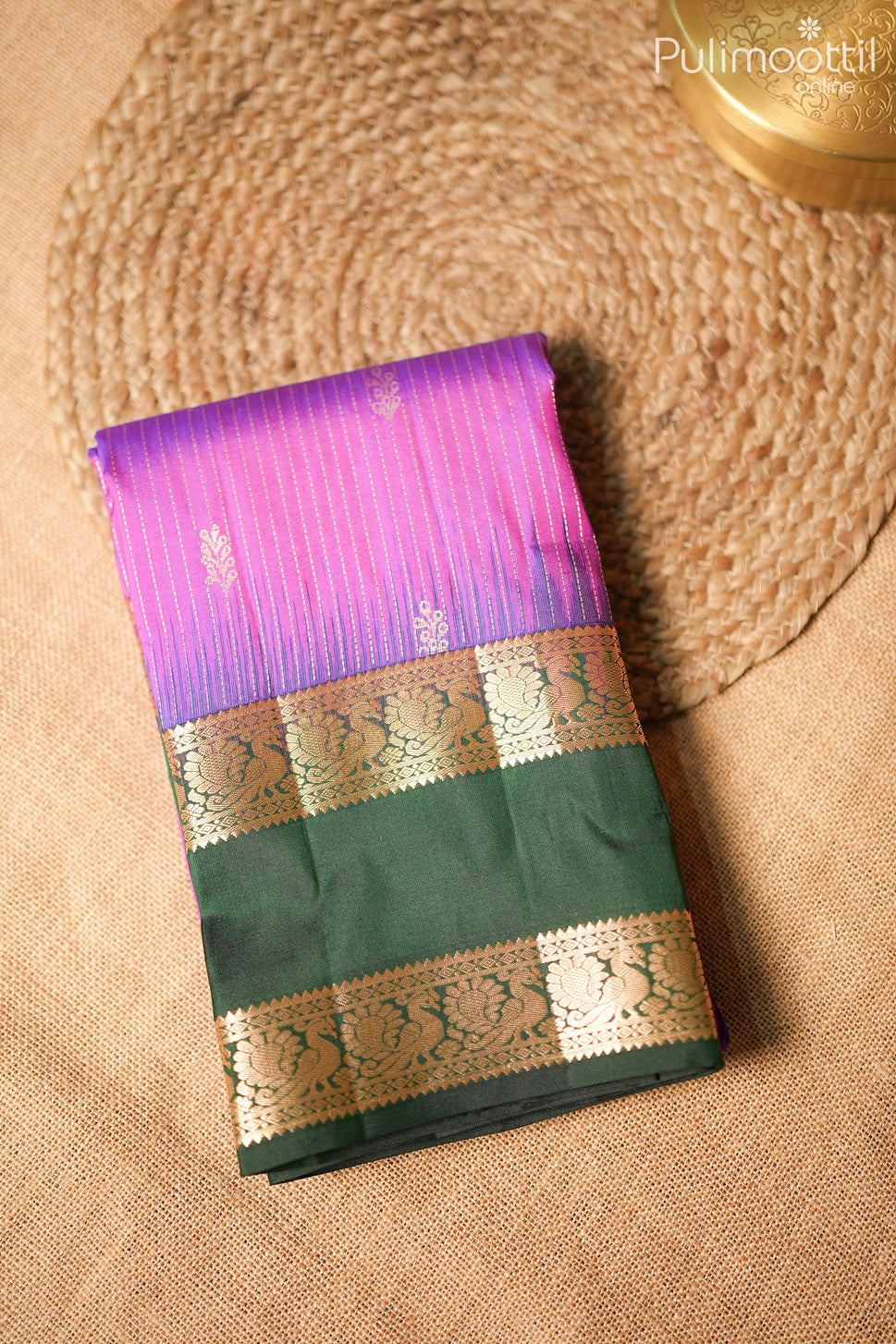 Violet pinkish color Kanchipuram designer saree