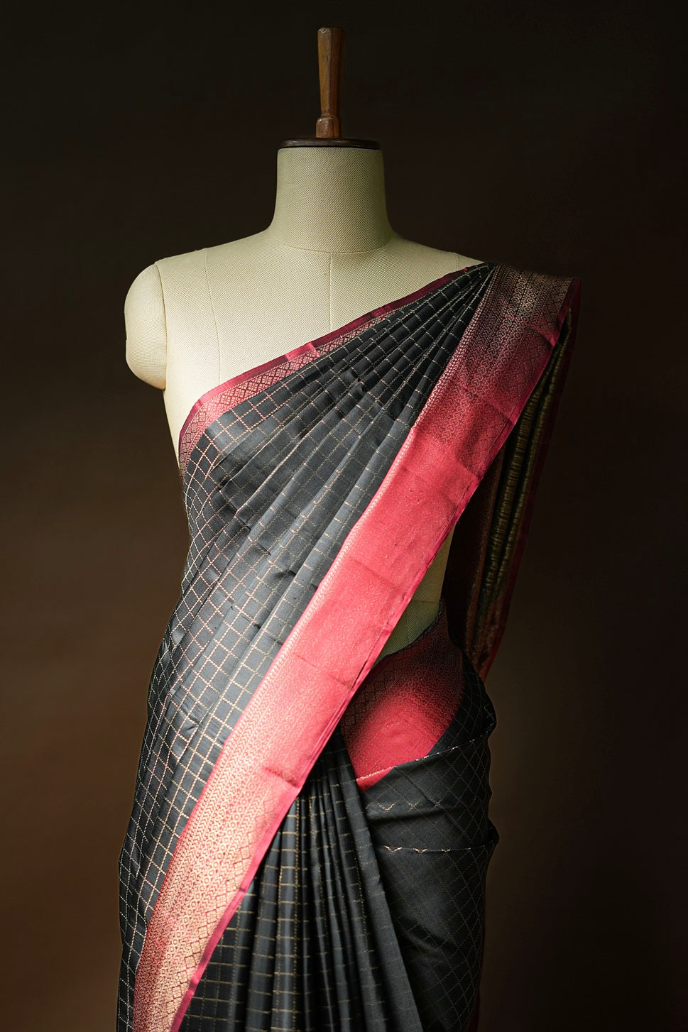 Black color Kanchipuram designer saree