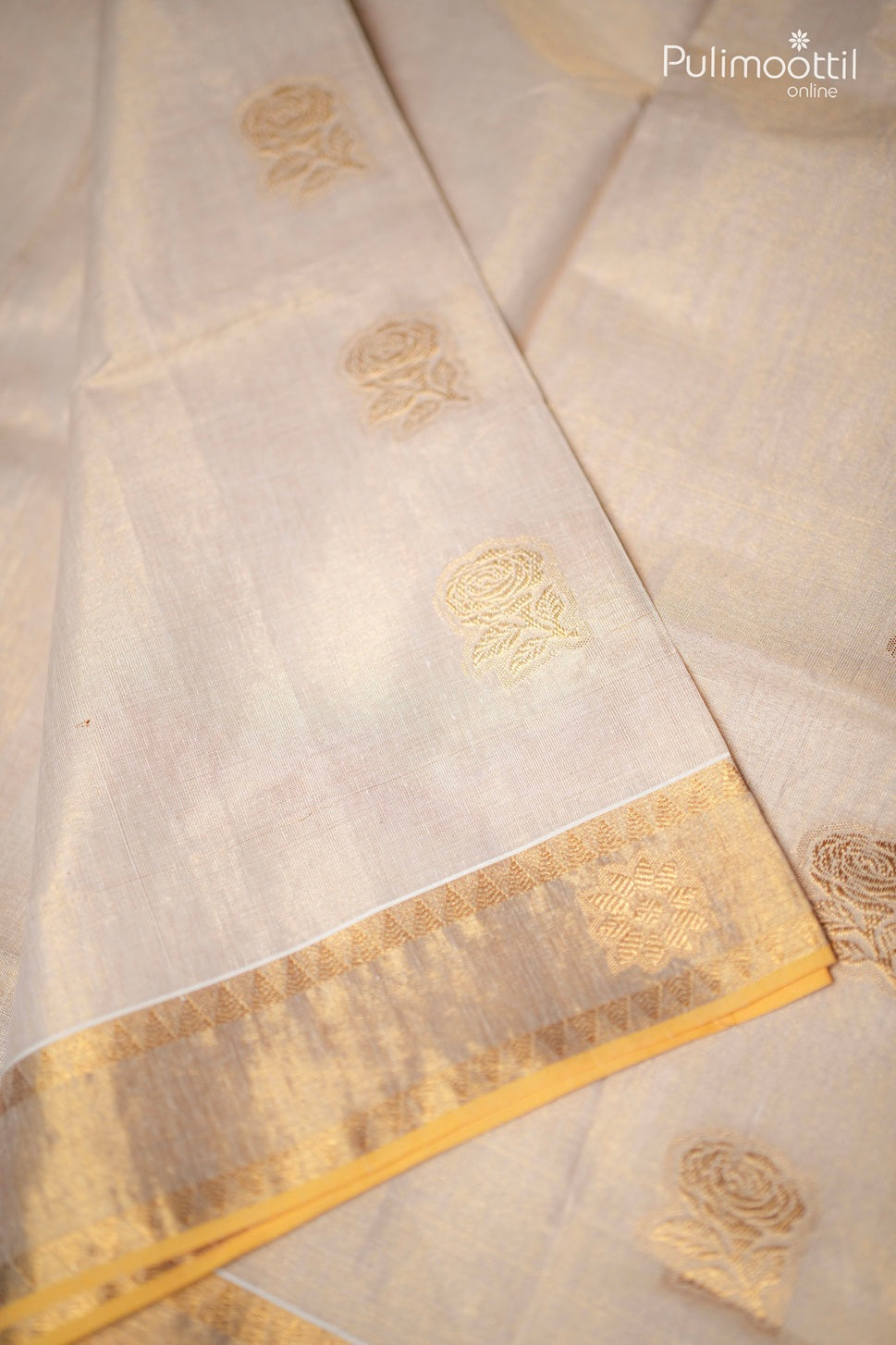 Kerala traditional golden tissue set saree