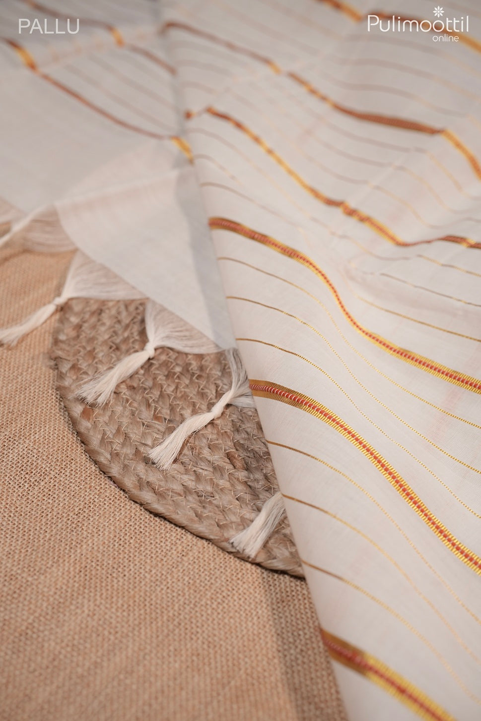 Off white color handloom cotton saree