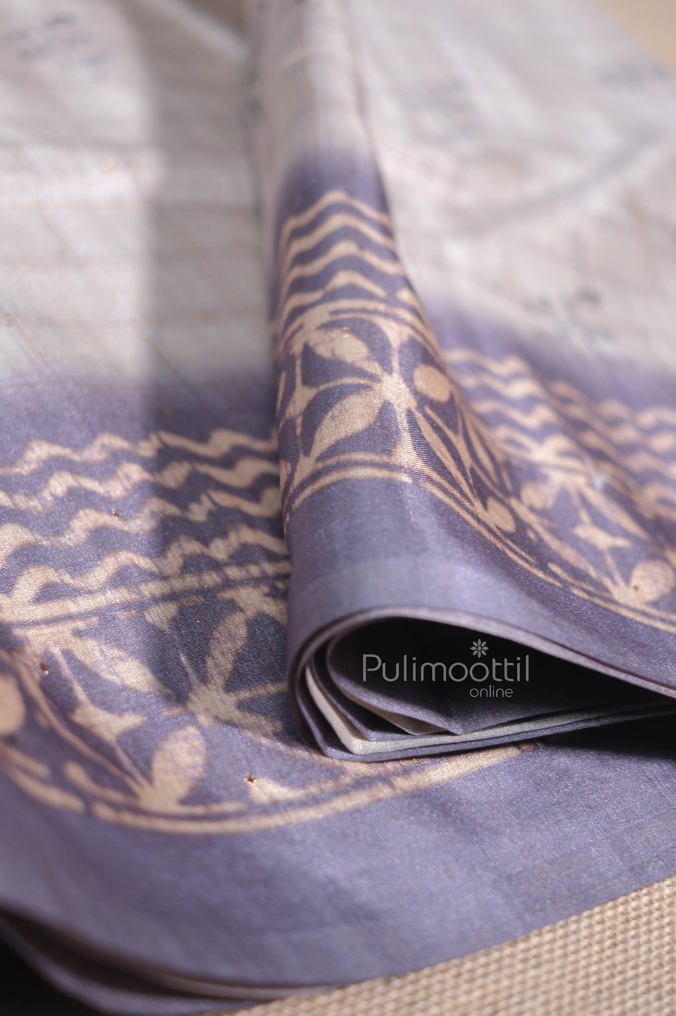 Beige And Lavender Color Semi Tusser Silk Saree