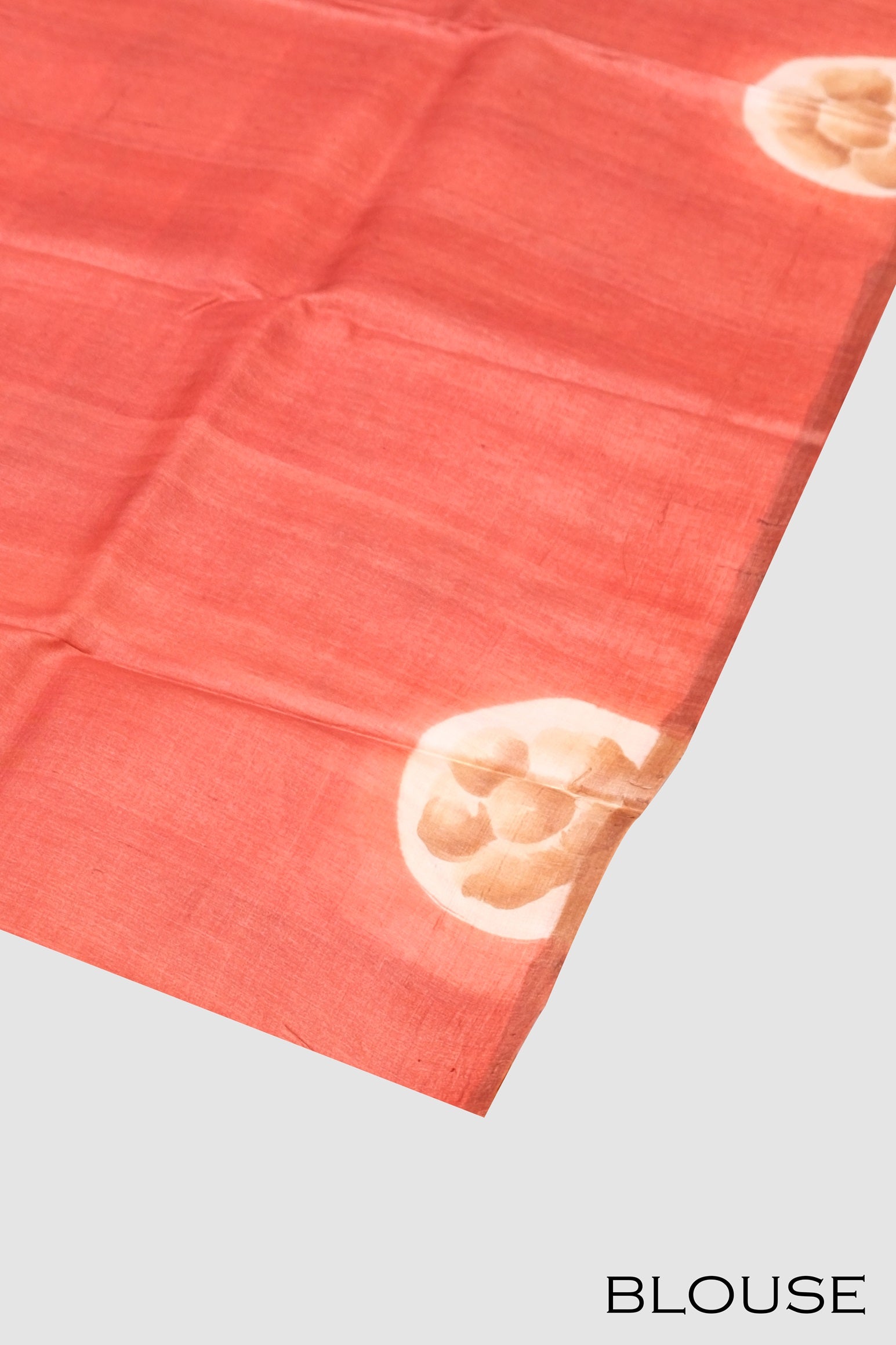 Light golden color printed Tusser silk saree.