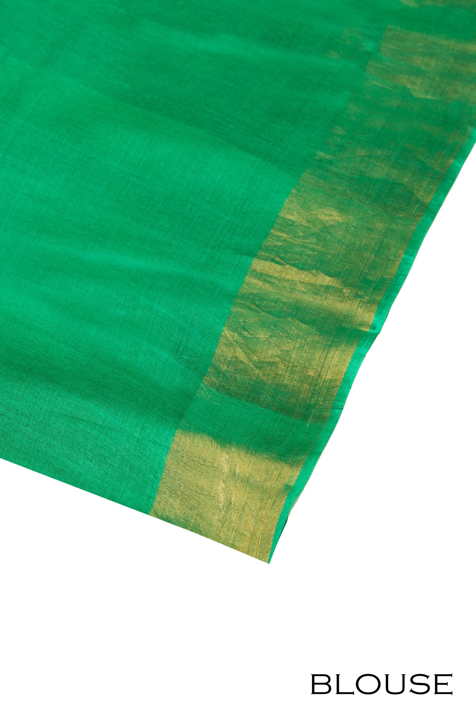 Jade green color pure Tusser silk saree.