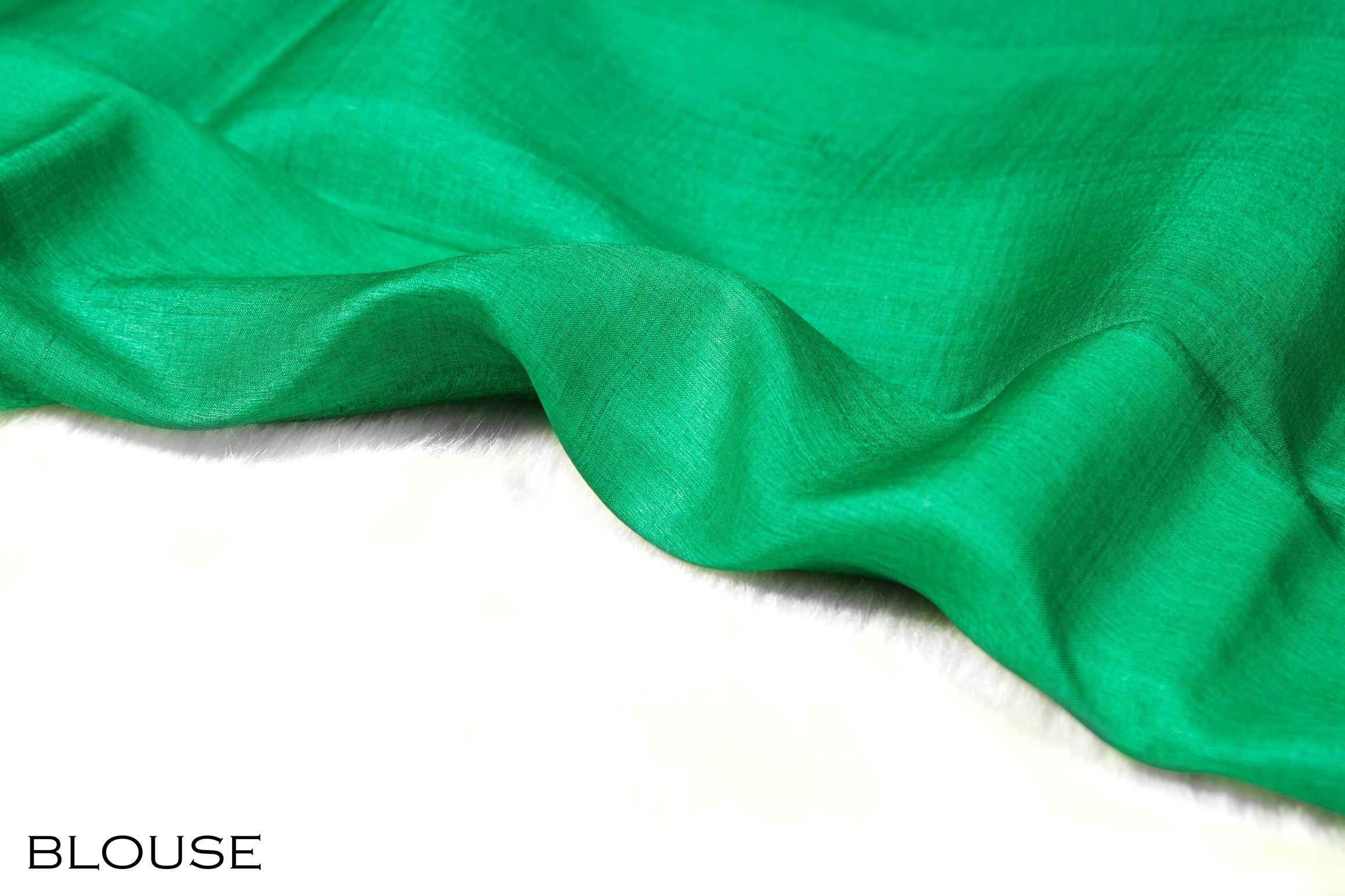 Jade green color pure Tusser silk saree.
