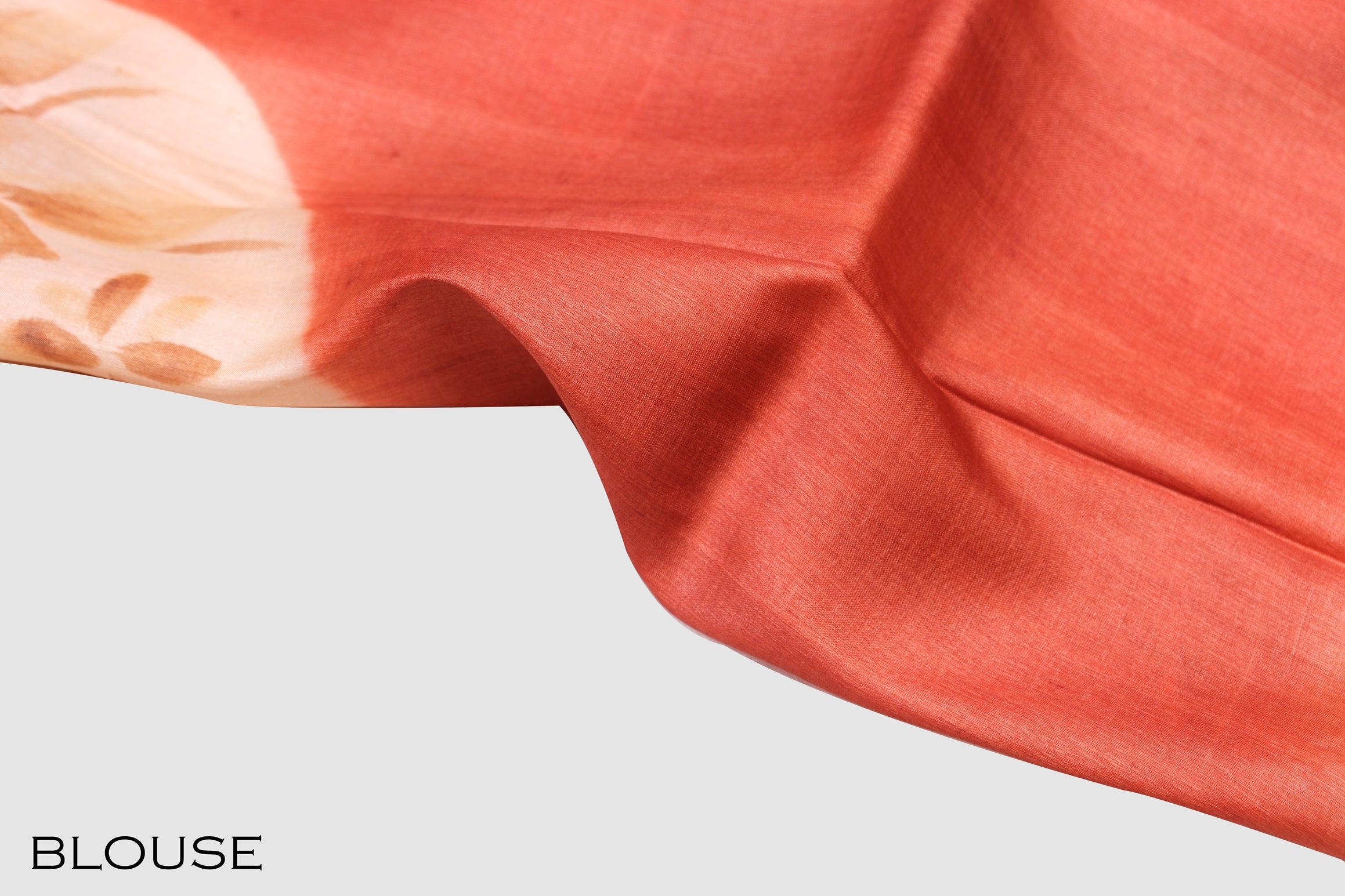 Light golden color printed Tusser silk saree.