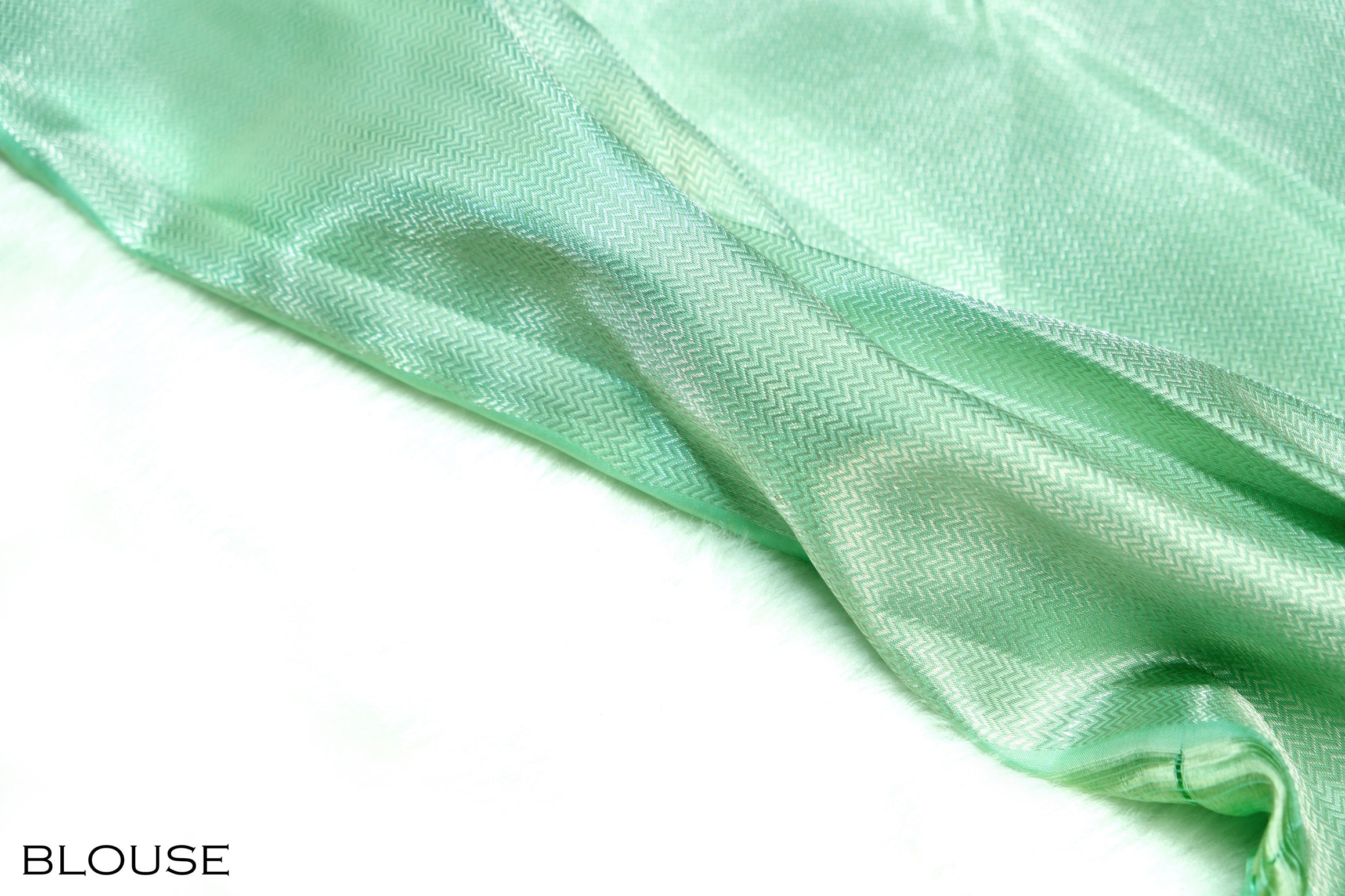 Pastel powder blue color Kanchipuram wedding saree.