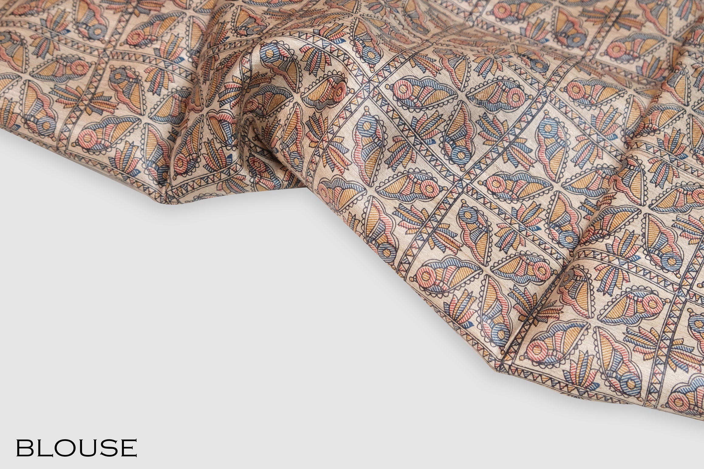 Light Lavender color printed Tusser linen saree.