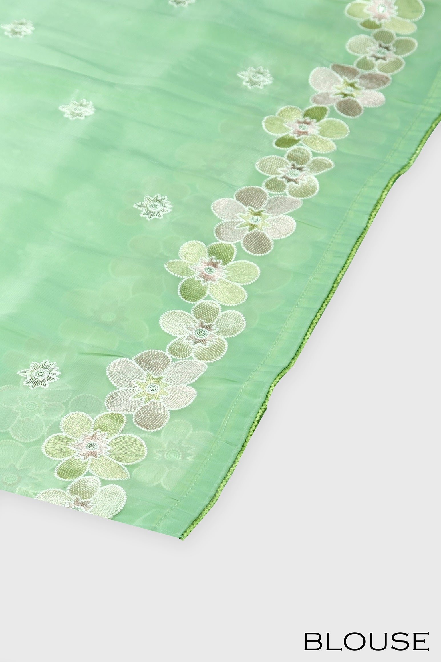 Pastel green color soft Organza saree.